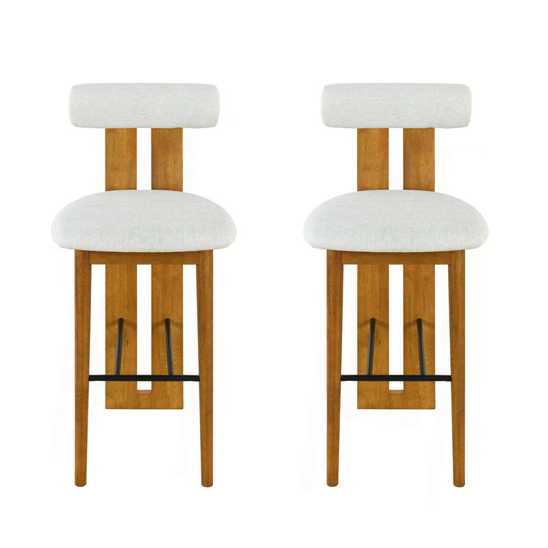Tabouret de bar intérieur en bois rembourré, Ivoire ivoire