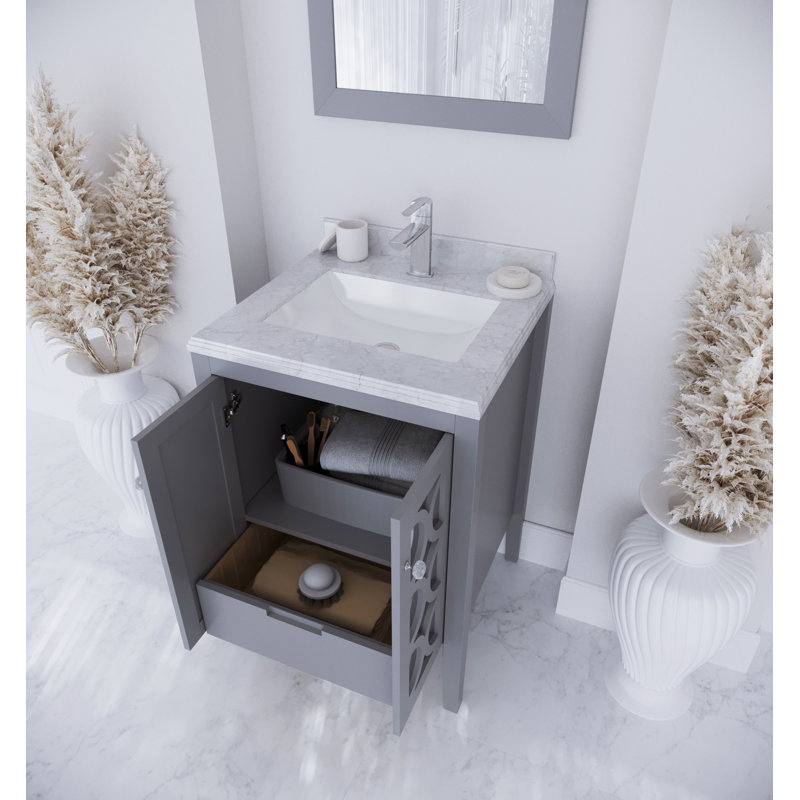 Ensemble de meuble-lavabo simple 24 po Caballero, Gris, Carrera blanche