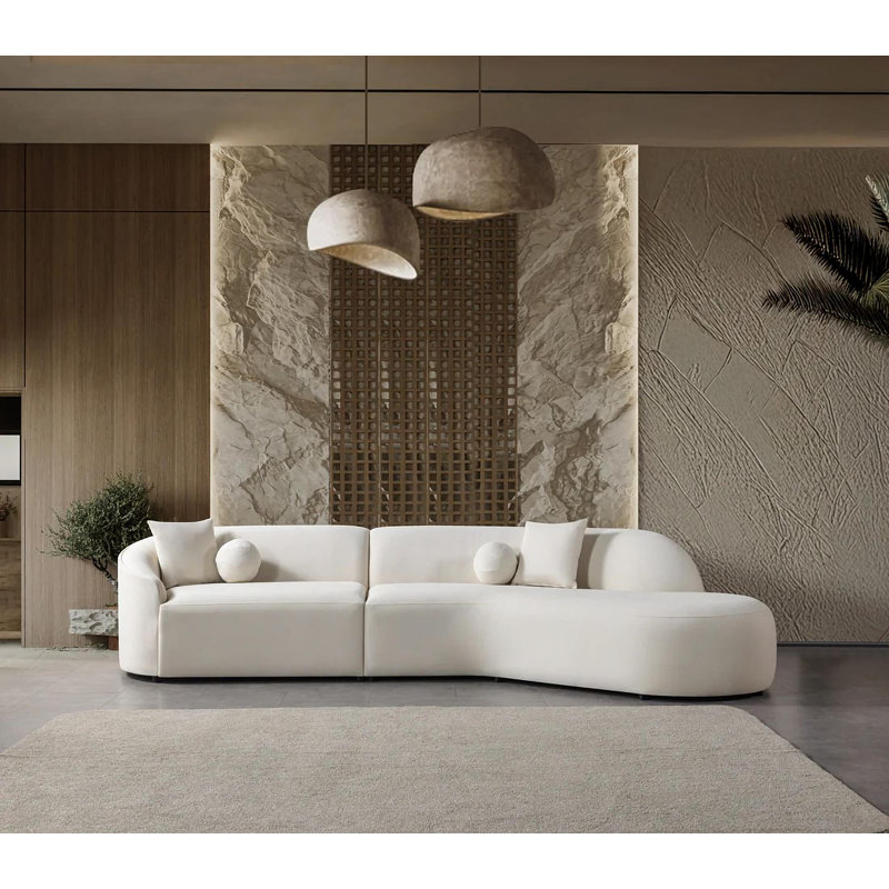 Canapé modulaire en velours 2 pièces, Velours ivoire