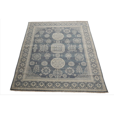 Tapis oriental traditionnel en laine noué à la main 8 x 10 ardoise Oushak