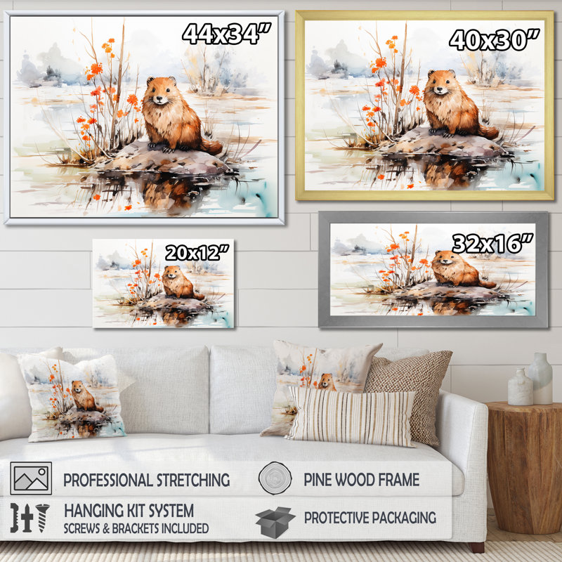 Watercolor Stream Serenity I - Art mural, Cadre de coin argenté fermé, H 24 po x l 32 po x P 1 po