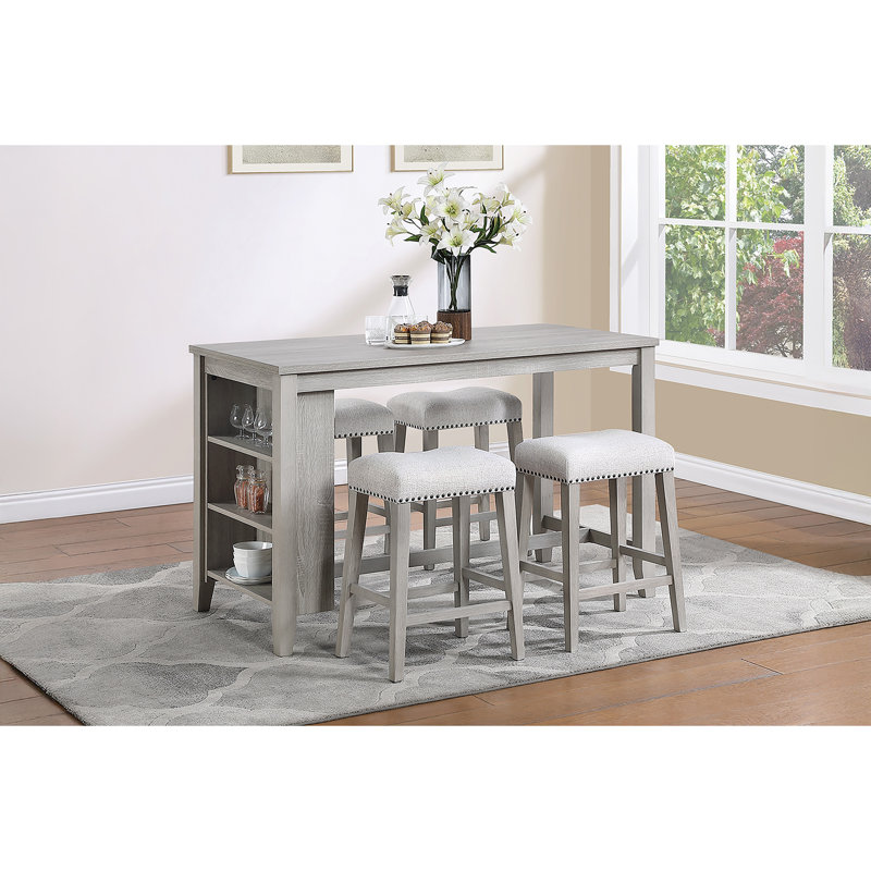 Ensemble de comptoir 5 pièces, H 36 po x l 58 po x P 28 po, Gris clair, Gris clair, Gris clair, Gris clair