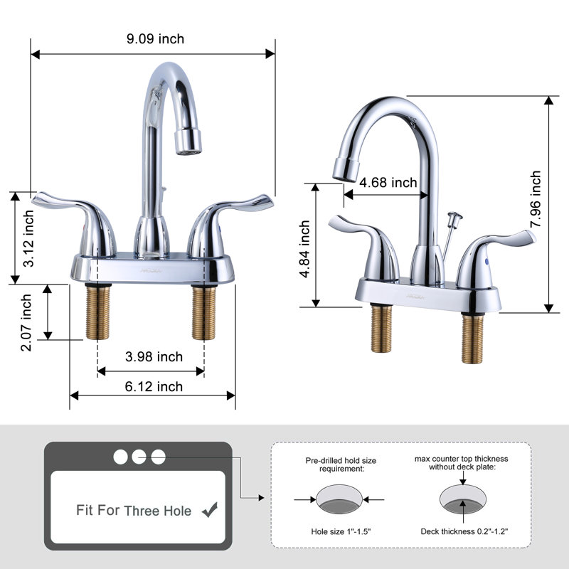 Centerset 2-handle Bathroom Faucet with Drain Assembly, Chrome