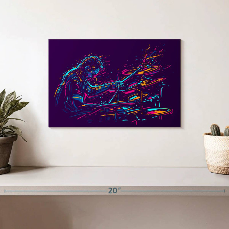 Abarca Abstract Drummer Performing, 8" H x 12" W
