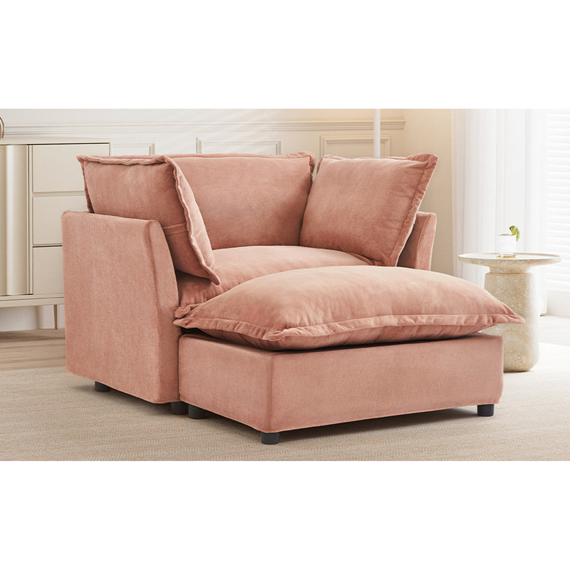 Chaise rose et mobile, siège de 39,8 pouces, matériau chenille doux, conception ergonomique de soutien, tissu facile à assembler, assemblage
