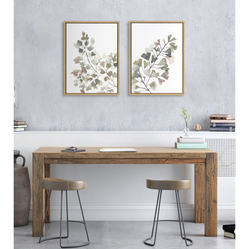 Sylvie Botanical Soft Splitfern and Botanical Soft Maiden Framed Canvas by Sara Berrenson 2 Piece