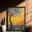 Art mural de style arbre floral noir encadré de style Gustav Klimt-22472367