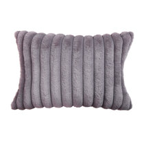 Fable Soft Gray Vegan Washable Faux Fur lumbar decorative Pillow, Decorative  Pillows