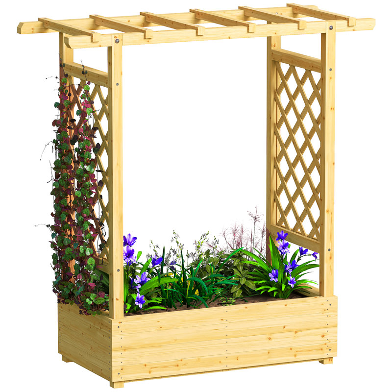 Wood Raised Garden Bed, 113cm H x 110cm W x 44cm D