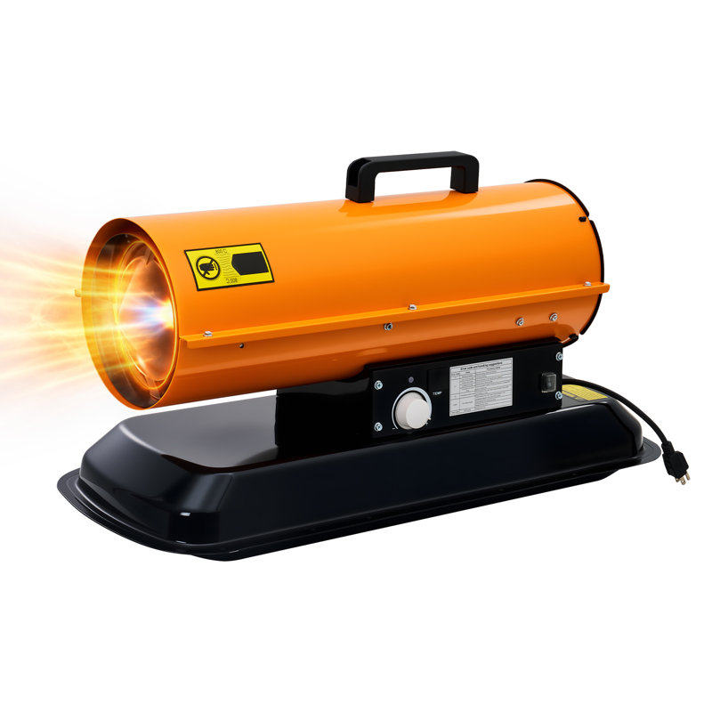 Chauffage à air pulsé au kérosène Fissfire 80 000 BTU avec thermostat, chauffage d'appoint au kérosène sur roues, surface de chauffage de 5 500 pi², réservoir de carburant de 13,7 gal, autonomie jusqu'à 9 heures, thermostat réglable de 40 °F à 110 °F