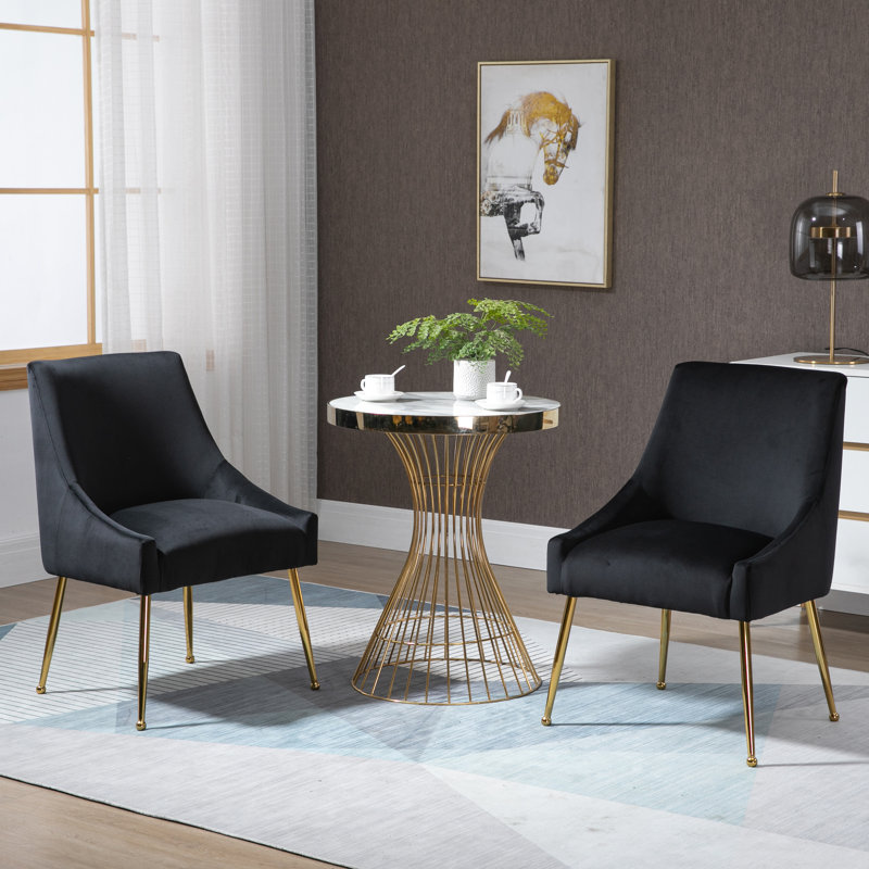 Chaise d'appoint en velours 21,25 po Khivi, Noir
