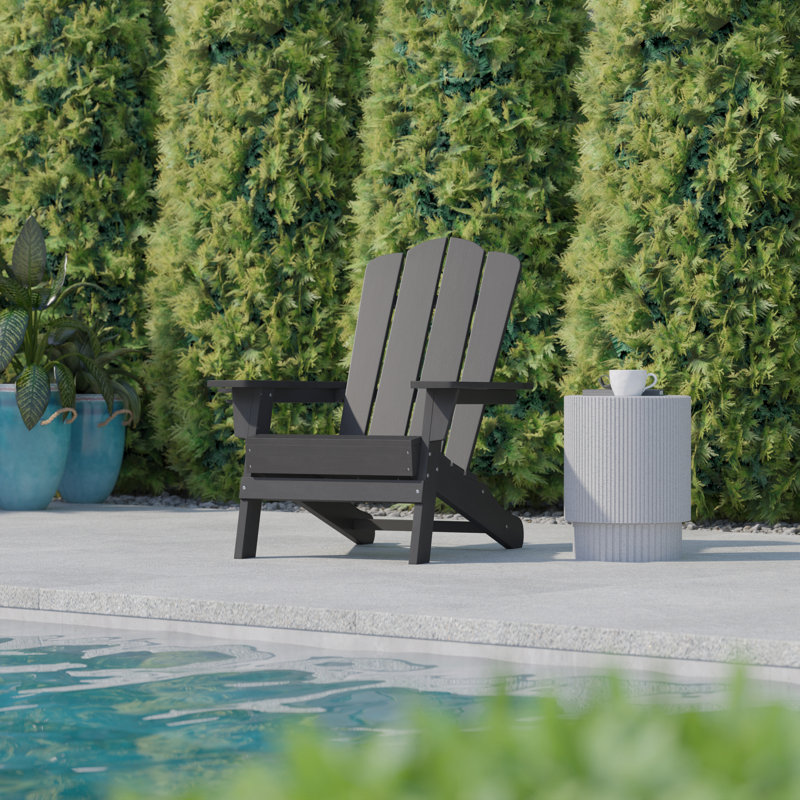 Ayleah Commercial All-Weather Adirondack Chairs with Cupholders, Gray