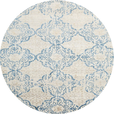 Tapis bleu / crème
