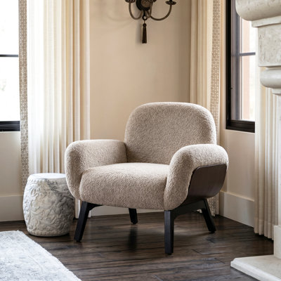 Fauteuil d'appoint rembourré avec cadre en bois massif et dossier enveloppant Dakota