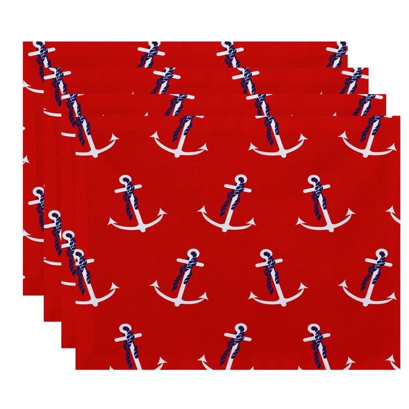 Ensemble de napperon à imprimé whimsy 4 pièces Hancock Anchor, Orangé