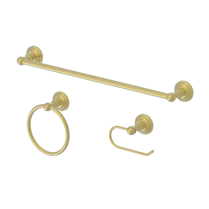 3 - Piece Bathroom Hardware Set, Matte Gold