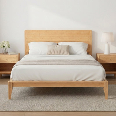 Bamboo Wood Platform Bed With Slatted Support