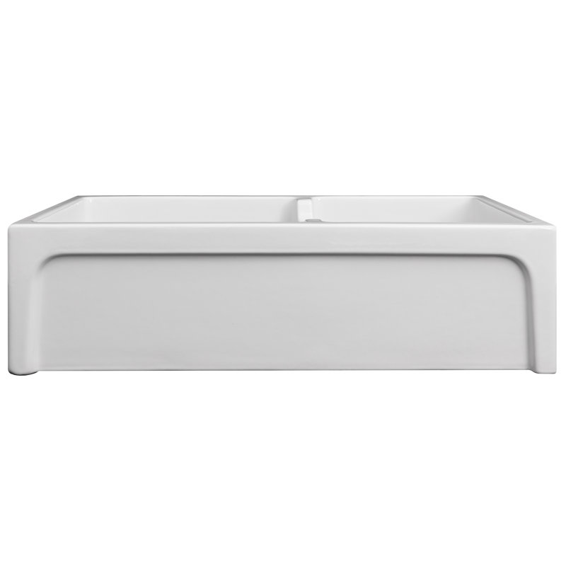 Fireclay Palermo Front Reversible 36" L x 18" W Double Basin Farmhouse/Apron Kitchen Sink with Sink Grid