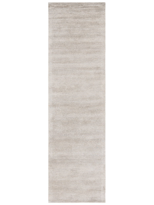 Tapis gris en viscose / laine touffeté à la main Cheevers, Tapis de couloir 2 pi 3 po x 6 pi