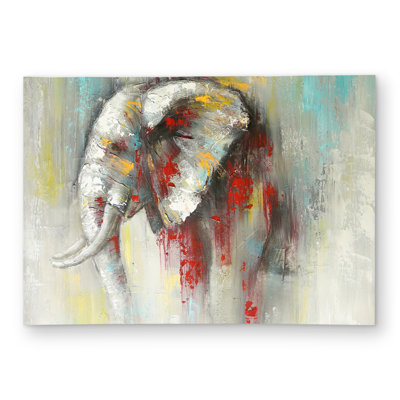 Abstract Paint Splash Elephant - Turquoise Outdoor Area Rug