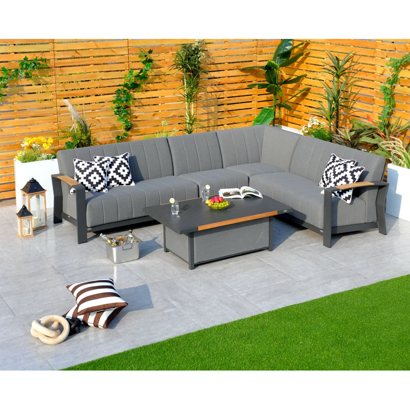 Ensemble de conversation modulaire avec coussins 5 pièces Keylan