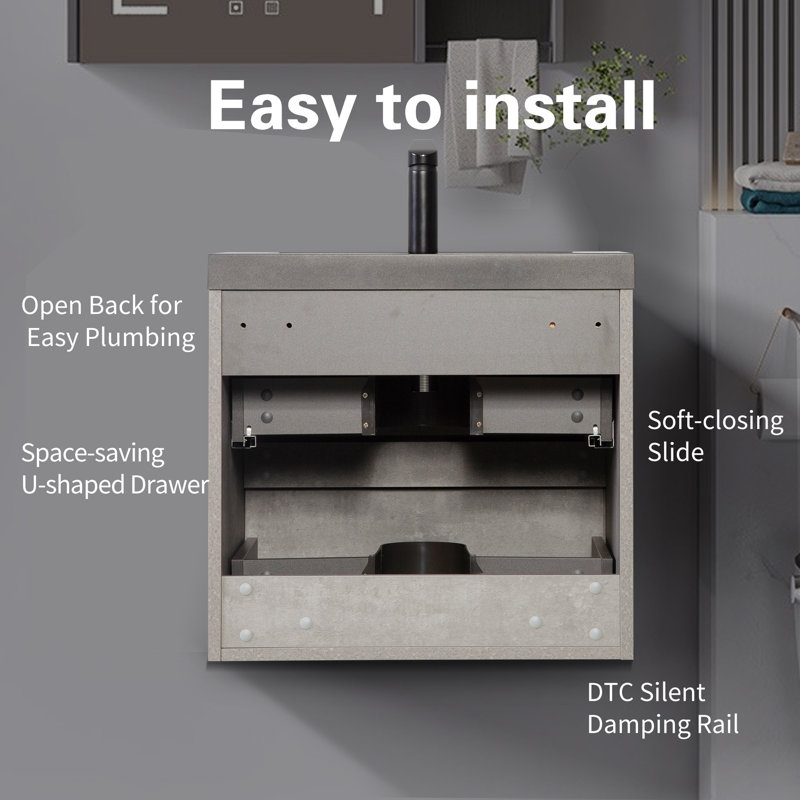 Ensemble de meuble-lavabo simple 24 po avec dessus en quartz HETM