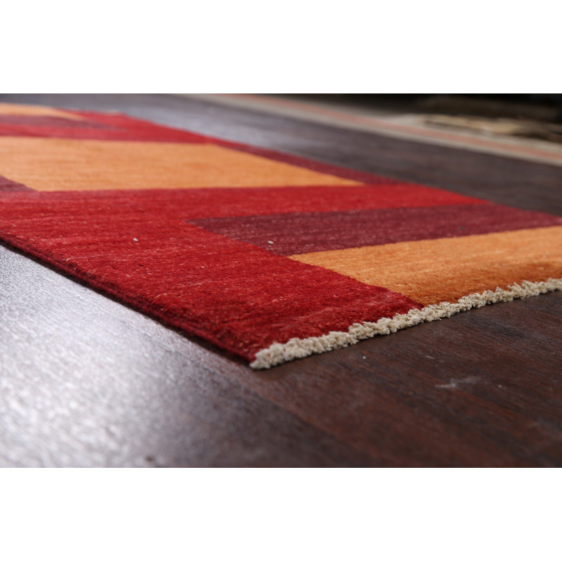 Tapis rouille en laine noué à la main de conception unique 3 pi x 5 pi 1 po New Age