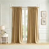 Lenox Imperial Faux Silk Window Curtain, Gold - 52"W x 84"L