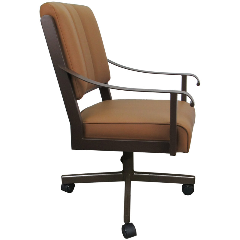 Chaise pivotante en cuir et métal, Brun, Brun