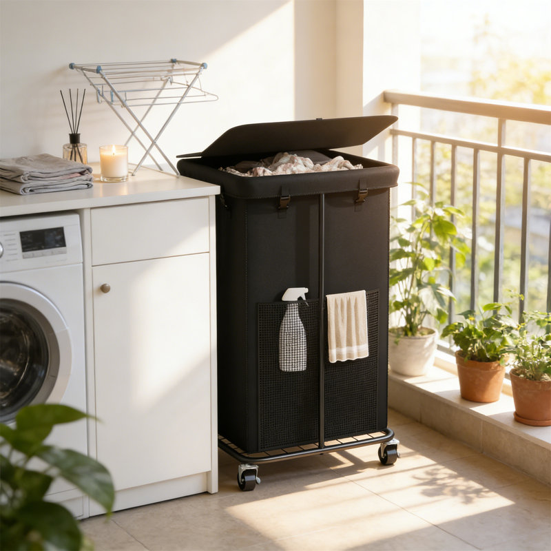Metal Laundry Room Organiser with Wheels