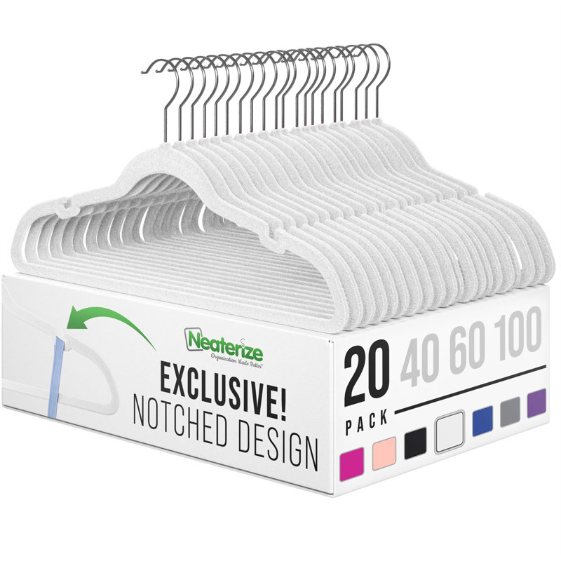 9 Plastic Non-Slip Accessories Hanger, 20, White