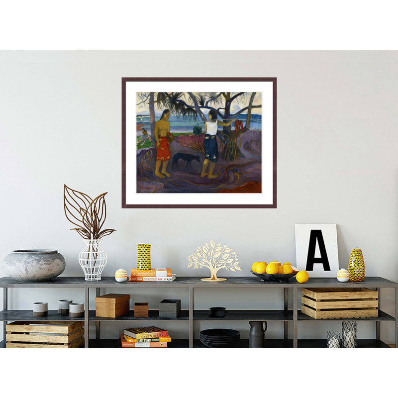 «I Raro Te Oviri (Under the Pandanus)» par Paul Gauguin, impression giclée encadrée, H 33,5 po x l 39,68 po