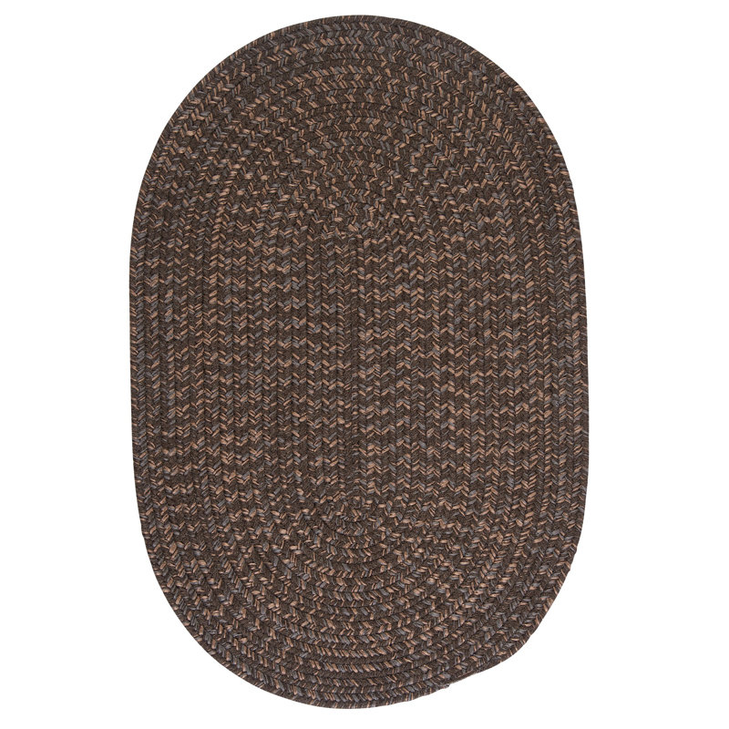 Tapis réversible en mélange de laine Abey - brun écorce, Ovale 12 pi x 15 pi