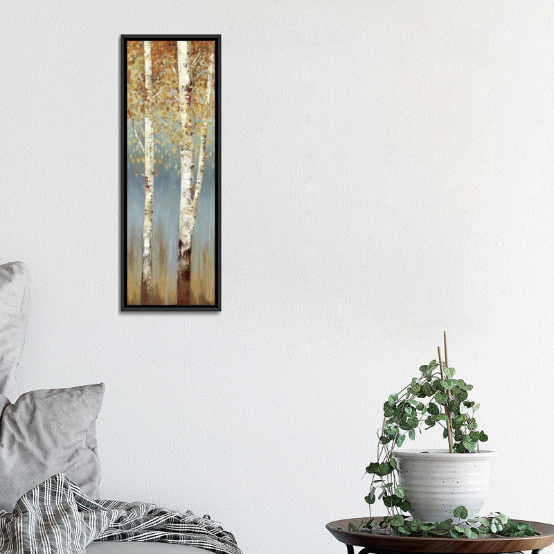 «Butterscotch Birch Trees II» par Allison Pearce - Estampe numérique sur toile tendue avec châssis panoramique
