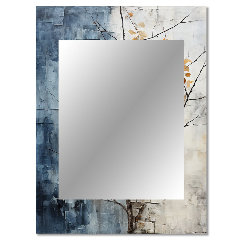 Minimalist Granite Grape Leaves I - miroir à feuilles, miroir mural décoratif traditionnel, impression d'art en métal