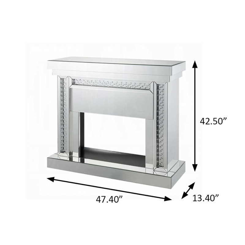 Foyer 47,40 ", miroir et faux cristaux, H 42,5 po x l 47,4 po x P 13,4 po