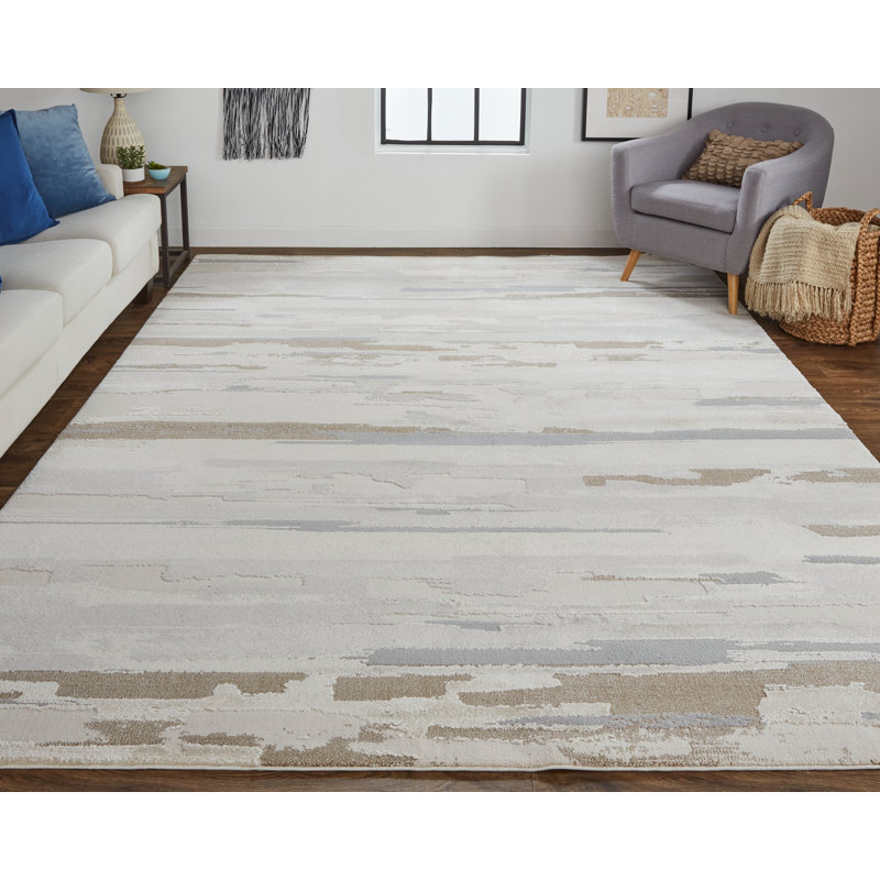Tapis ivoire tissé à la machine Queens Boulevard, Rectangle 6 pi 7 po x 9 pi 6 po