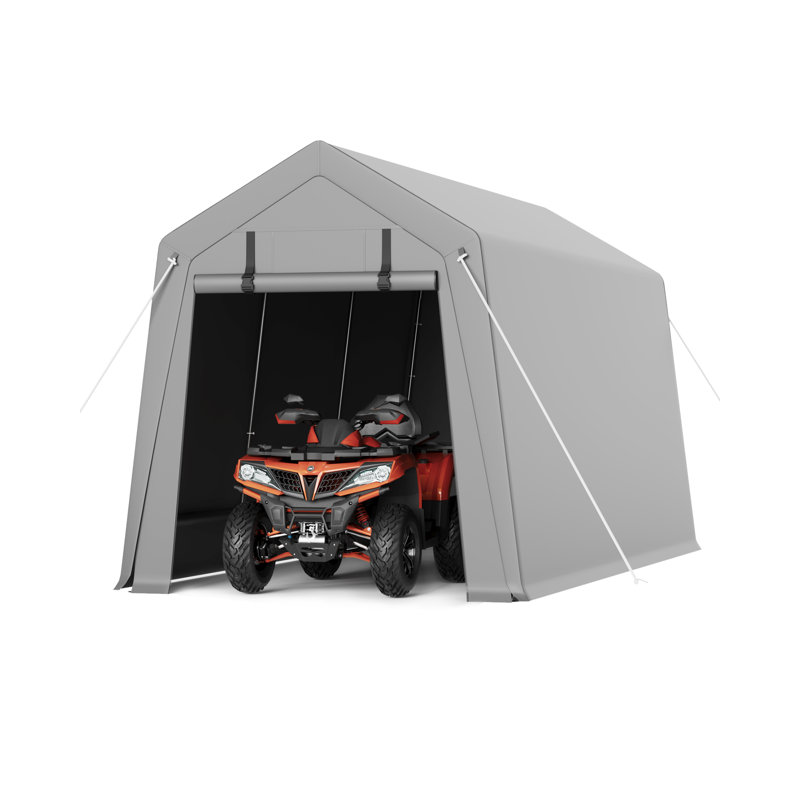 Heavy Duty Outdoor Storage Outdoor Storage Tent – Waterproof & UV-Resistant Garage Shelter with Roll-Up Zipper Doors – Portable Carport for Motorcycle, ATV, Bike, Firewood – Grey, 10x15FT
