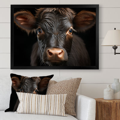Cow Portrait Framed On Canvas Print