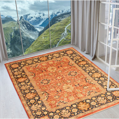 Tapis unique en laine noué à la main rouge nouvel âge pako 9 pi 8 po x 13 pi 7 po New Age