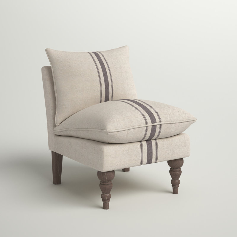 Autaum Slipper Chair, Navy French/Ivory Cotton Blend