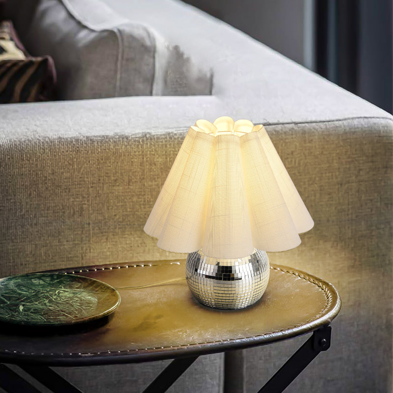 Lampe de table Lenee, Blanc, Argent argent, Oui