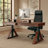 L-Shaped Standing Desk with Monitor Riser & Storage Drawers, Accent Base Height Adjustable Home Office Desk