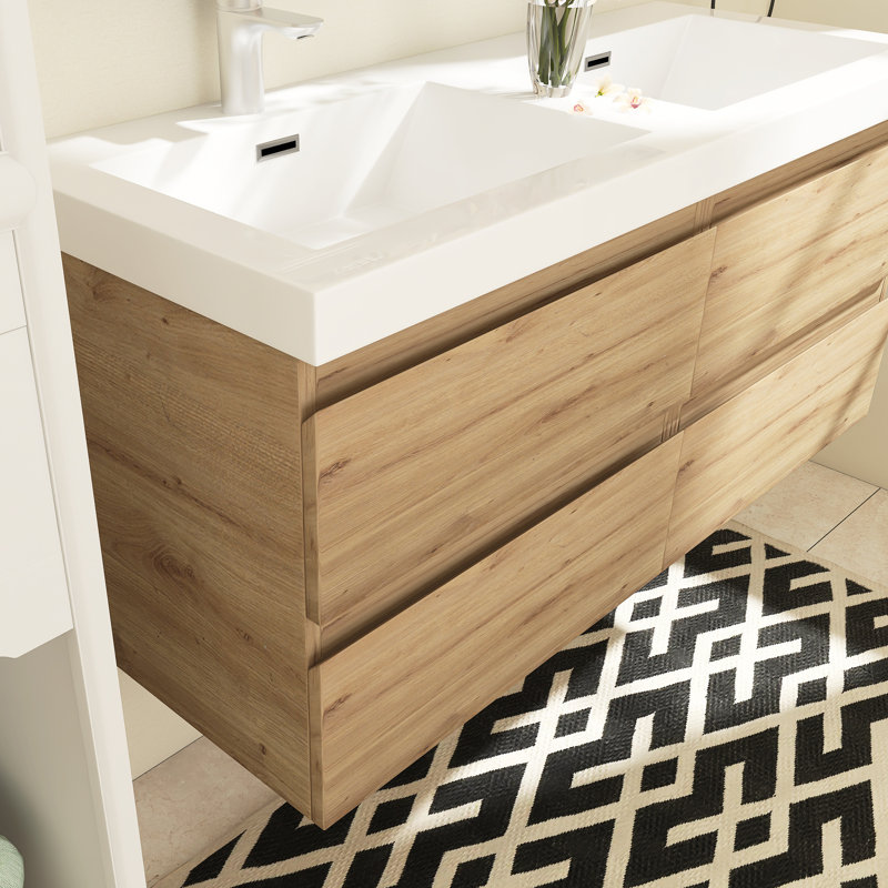 Ensemble de meuble-lavabo double 47 po Angela, Chêne