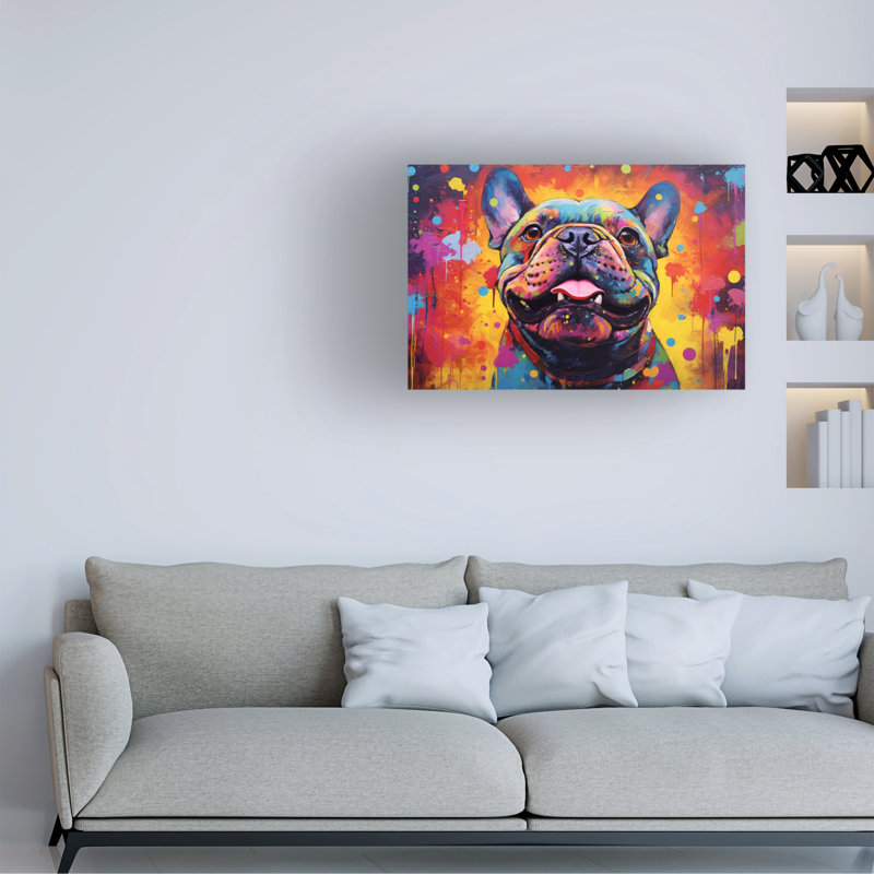 «Happy Dog 3 on Canvas» par Ray Heere, reproduction, H 22 po x l 32 po x P 2 po