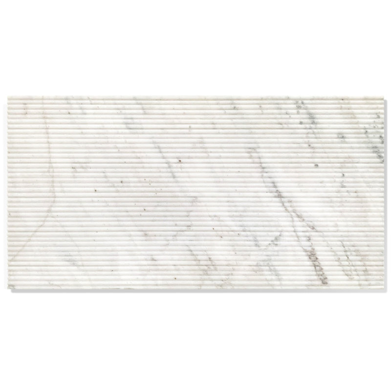 Carreaux de marbre blanc 12 x 24 pouces Snow Mountain - Finition texturée pour mur de cuisine