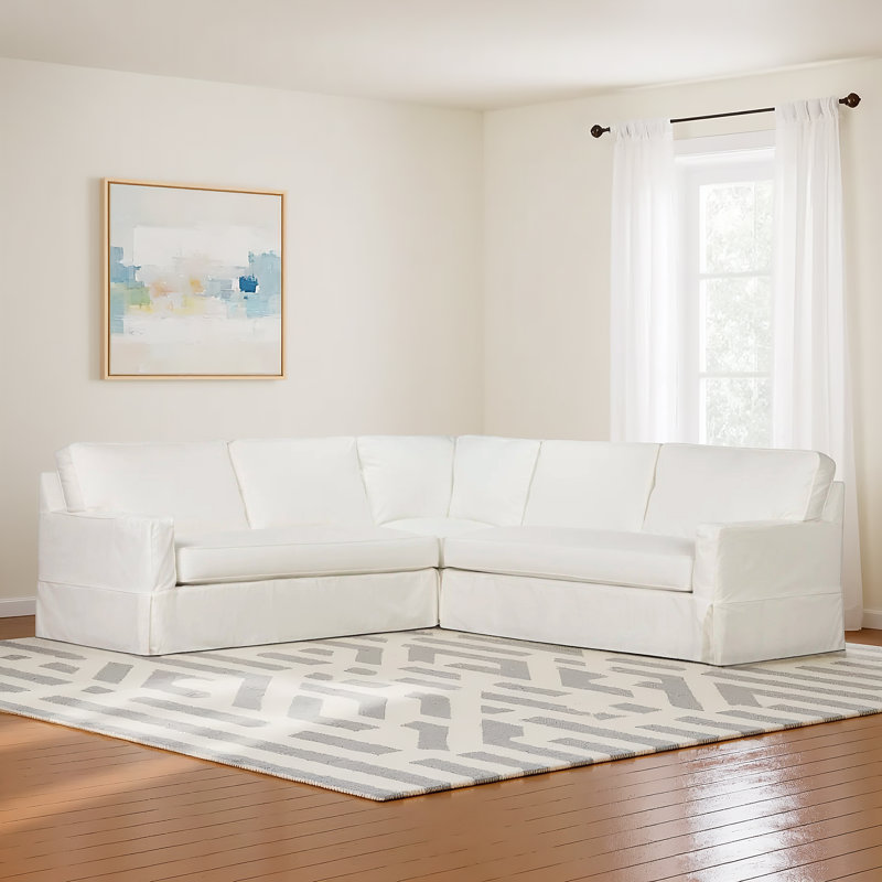 Taylor Upholstered L-Shaped Sectional Symmetrical, Bayou Off White Canvas