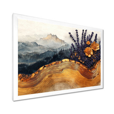 Herbes, fleurs sur un plateau en bois, diapositive I - Art encadré