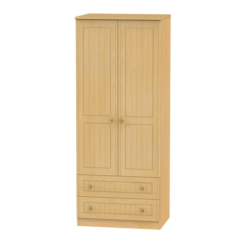 Saxena 2 Door Manufactured Wood Wardrobe, Cream Oak, 182.5 cm H x 74 cm W x 53 cm D
