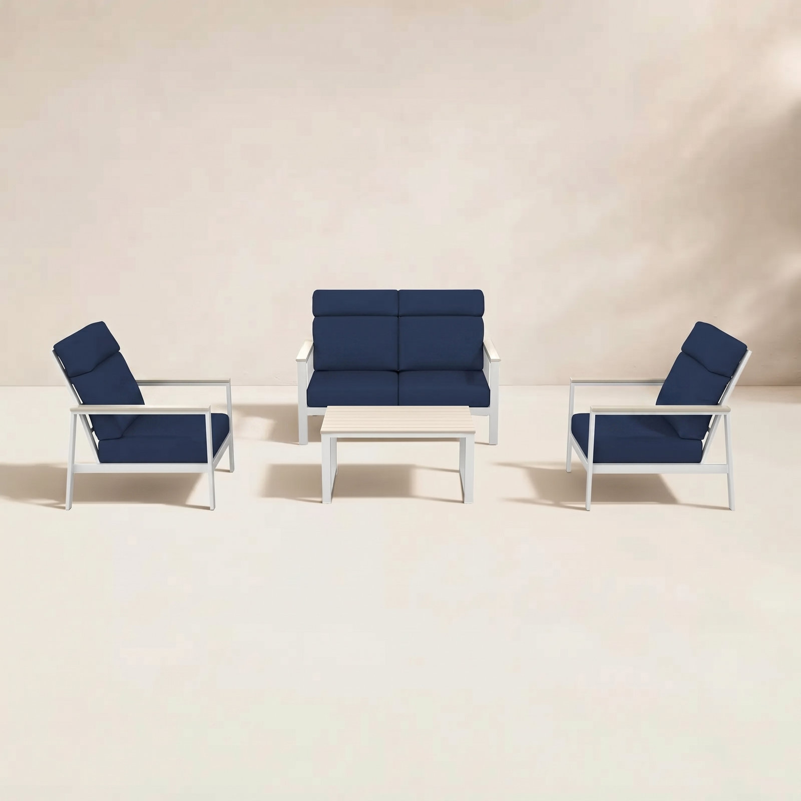 Townsend 4-Person Sunbrella® Patio Seating Group, Canvas Navy, Beige